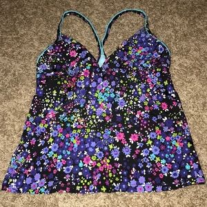 Athleta floral Tankini SZ Small swimsuit